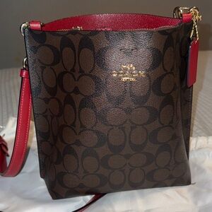 Coach Signature Crossbody Bag in Brown and Red